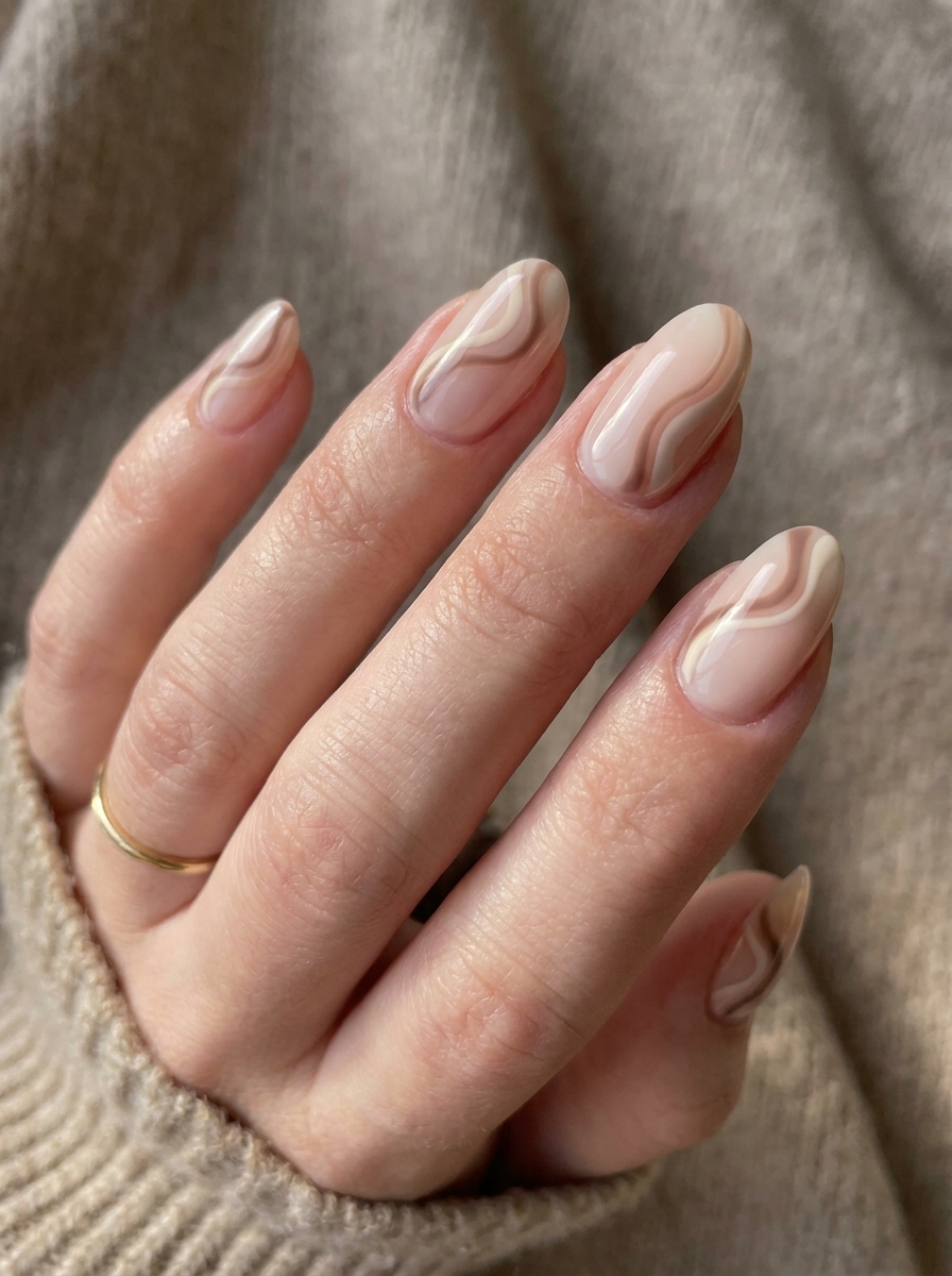 Mocha Swirl Cute Nails als Cute Fall Nails Inspiration 2026
